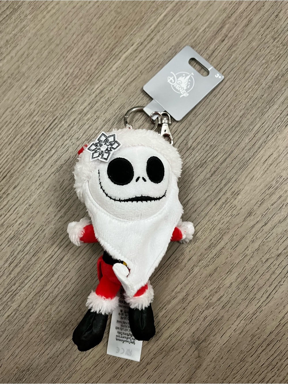 Disney Jack Skellington Plush Keychain in White and Red